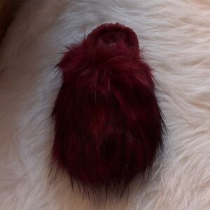 Plush Burgundy Faux Fur Slides/Slippers